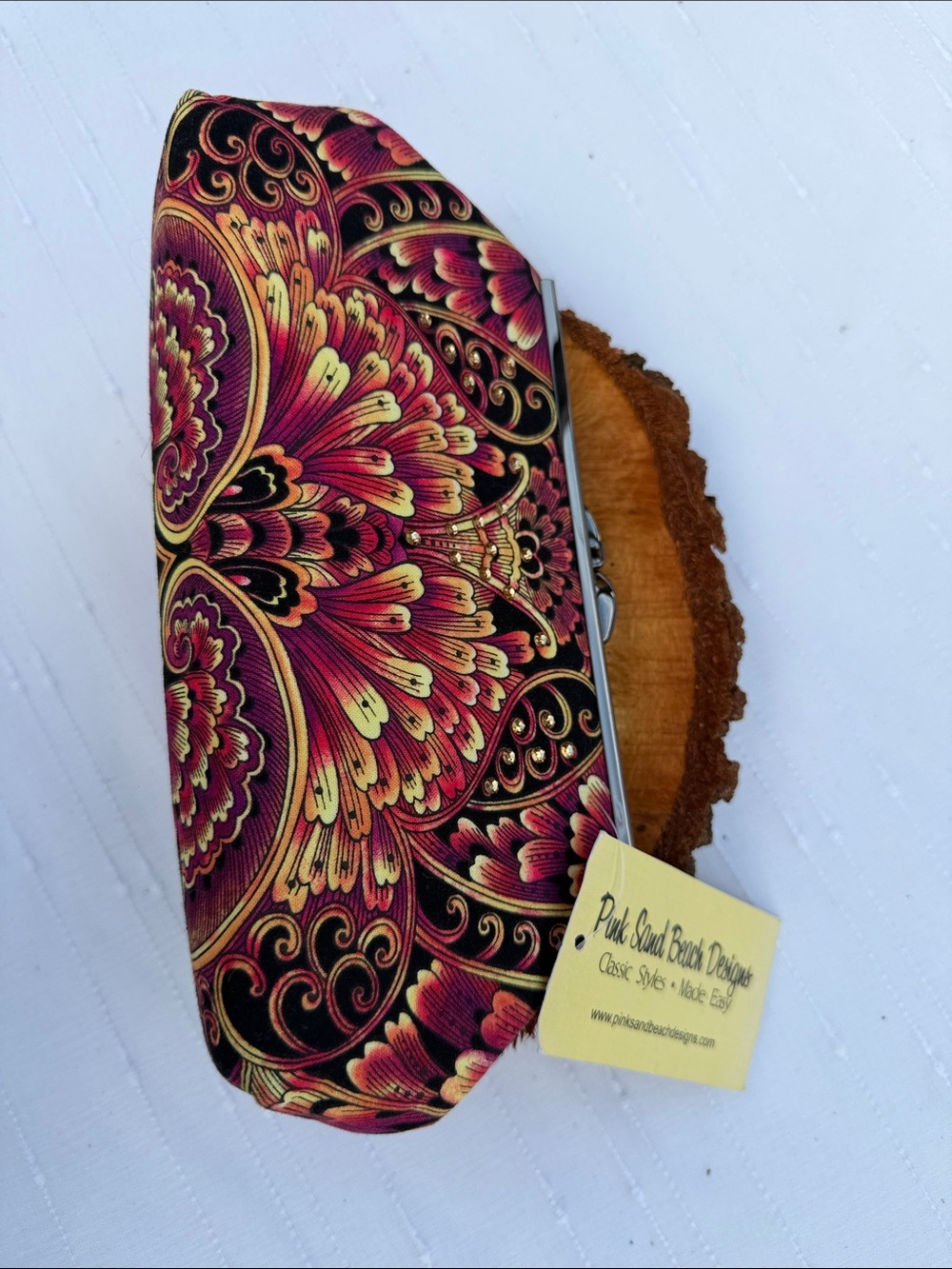 Floral Print Clutch in Red and Gold